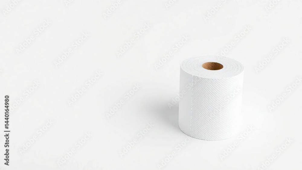 Clean White Tabletop with Paper Towel Roll and Empty Space for Branding Clean White Tabletop with Paper Towel Roll and Empty Space for Branding
