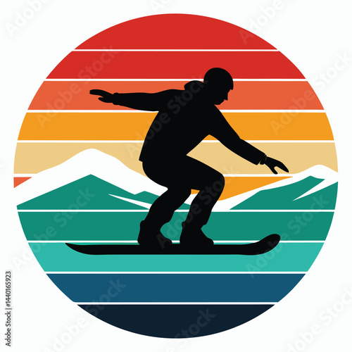 surfing man on vintage retro background