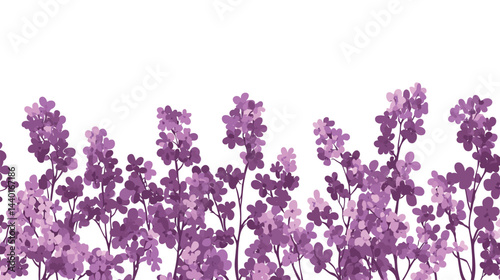 A dense thicket of lilac bush branches, showcasing the lush green foliage and vibrant purple flowers, creating a calming natural environment.