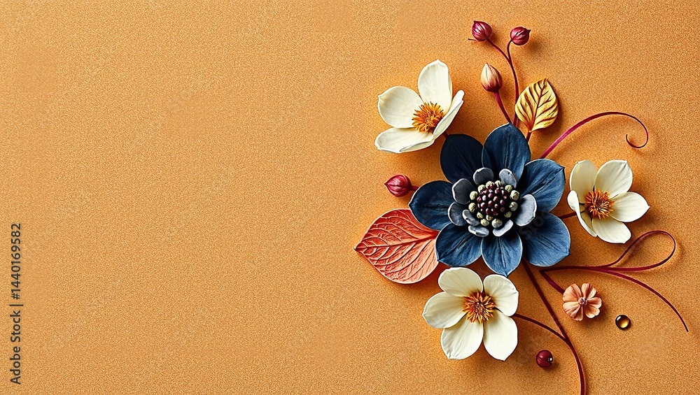 Abstract Floral Design on Textured Background - Creative Concept