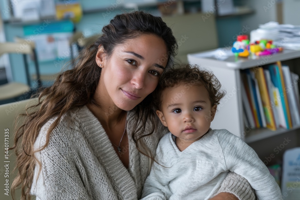 A warm and intimate moment captured as a mother lovingly holds her child, highlighting the bond and connection between them in a nurturing environment. A warm and intimate moment captured as a mother lovingly holds her child, highlighting the bond and connection between them in a nurturing environment.