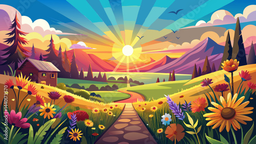 sunset beauty sunlight rural sunshine wildflower highcoloured flower sun meadow sunbeam sunflower sun beautiful wildflower nature sunflower flower ornamental sunflower setting field meadow blo light