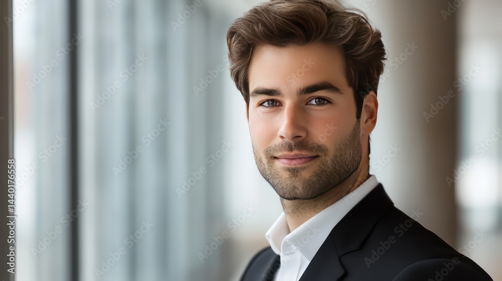 Confident man in suit gazes forward