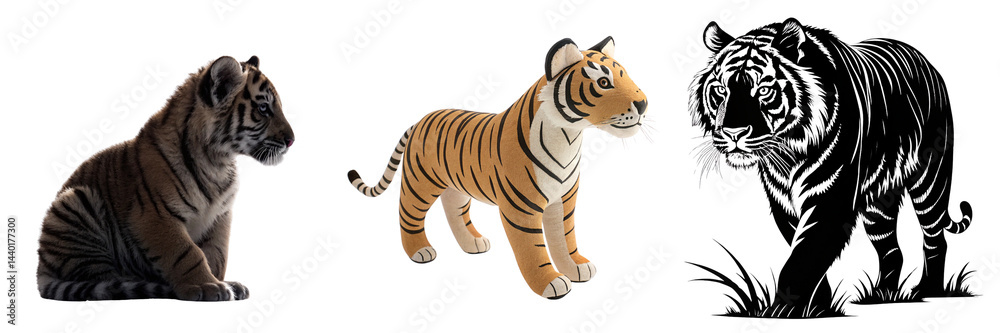 Fototapeta premium Set of A silhouetted Bengal Doll isolated isolated on a transparent background