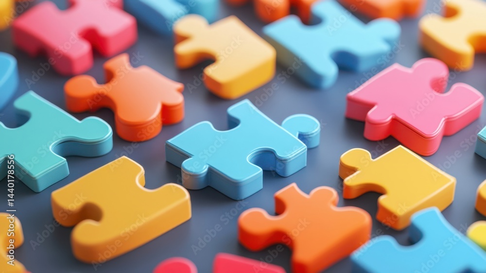 Obraz premium 3D social media icons as interlocking puzzle pieces for connection and collaboration