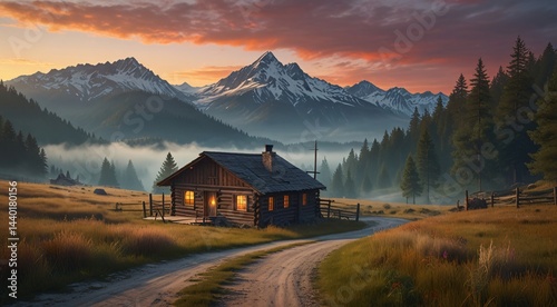 sunset in the mountains