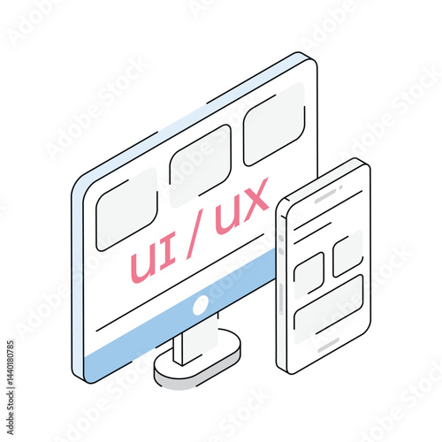 Responsive design icon crafted in isometric style