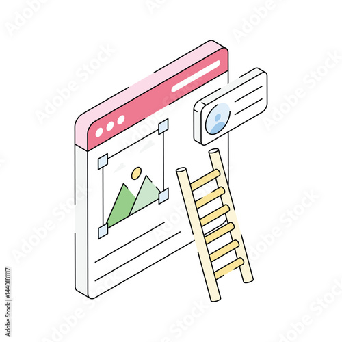 Download out premium isometric icon showing web content