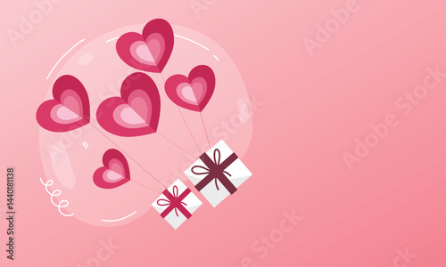 Romantic Valentines Day Vect Background Illustration with Elegant Hearts 