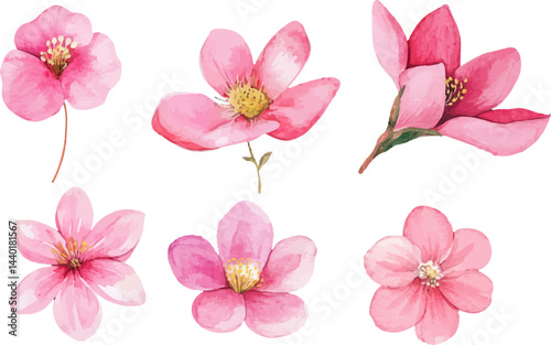 Wallpaper Mural pink flowers isolated on white Torontodigital.ca