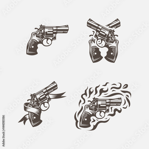 Revolver or Pistol Clipart Designs