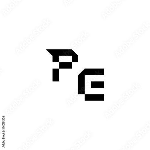 sporty style monogram cool minimalist logo PE Initial square concept Alphabet