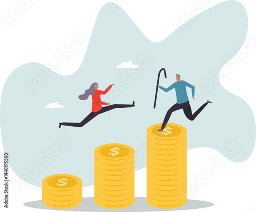 Retirement saving or investment pension fund, planning for wealth and expense for living after retire .character for design.