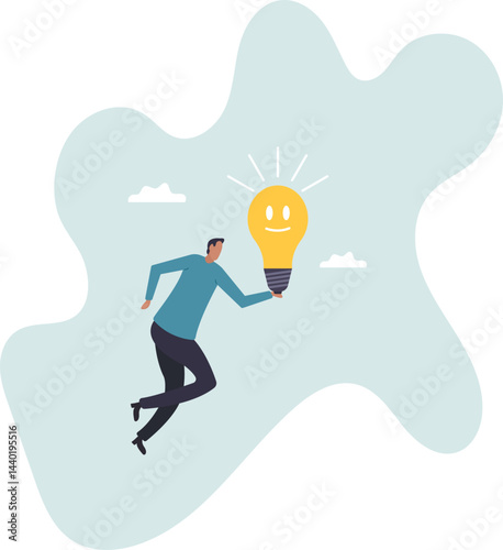 Positive thinking, optimistic mindset or good attitude to success in work, always get idea to solve any problems.character for design.