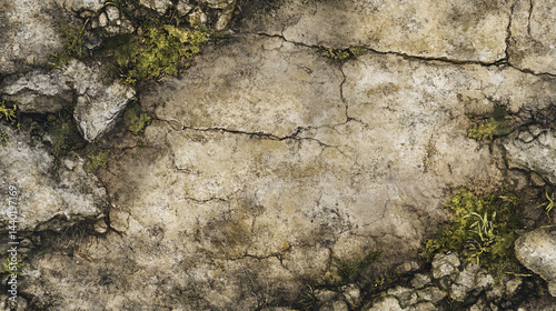 Cracked earth texture with moss