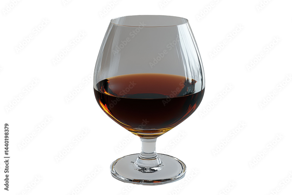 Isolated Cognac glass with brown liquid Isolated Cognac glass with brown liquid