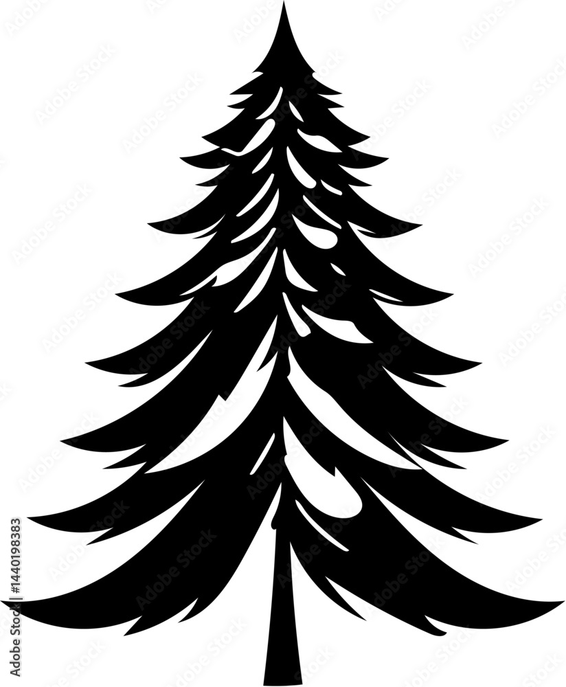 Fototapeta premium vector illustration of christmas tree silhouette