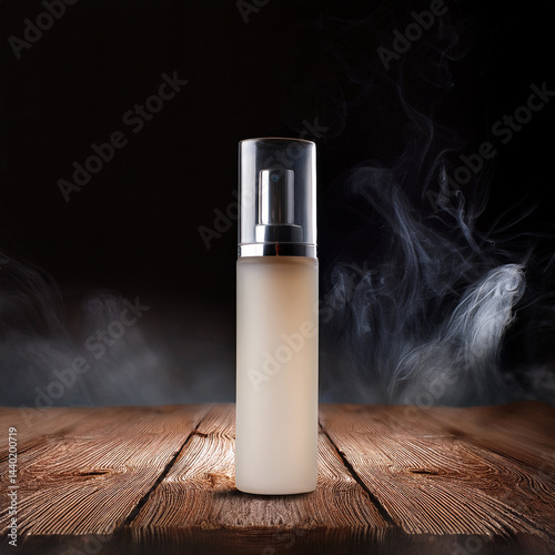 bottle of perfume on black background