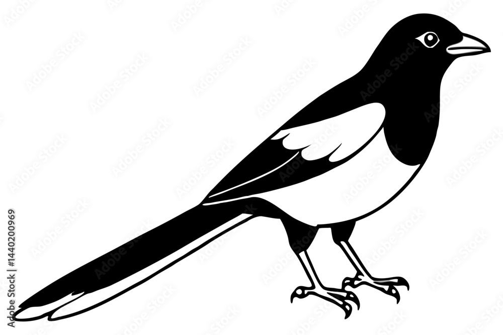 Fototapeta premium Magpie Contour Drawing