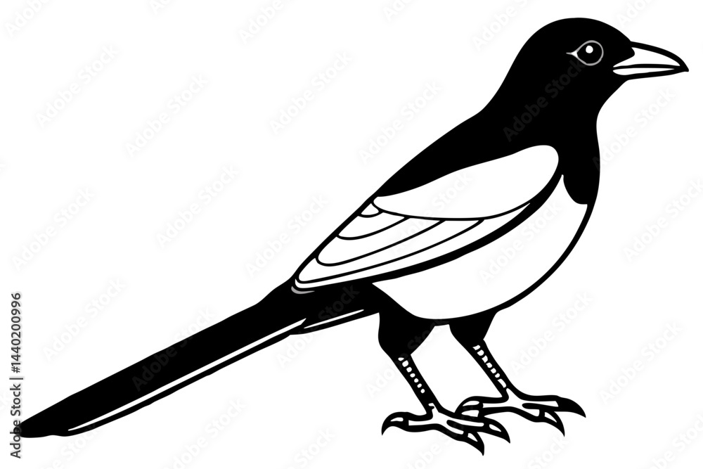 Obraz premium Magpie Contour Drawing