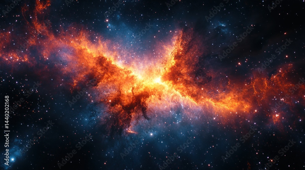 Fototapeta premium Cosmic Inferno: A Fiery Nebula in Deep Space