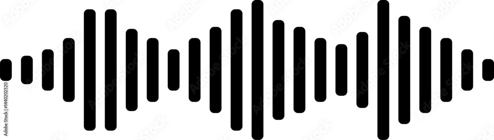Sound wave equalizer black vector simple icon for your music design or analog or digital audio signal. Interference voice recording. Sound wave equalizer black vector simple icon for your music design or analog or digital audio signal. Interference voice recording.