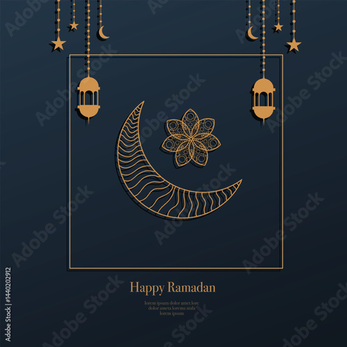 Glistening Luxury Ramadan Vector Background Design with Sparkling Elements and Dark Backdrop