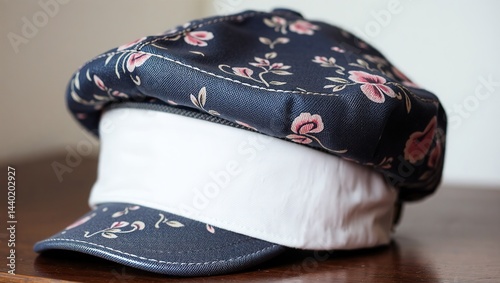 Obraz na płótnie Vintage Newsboy Cap with Delicate Pattern, Fashion Accessory w salonie