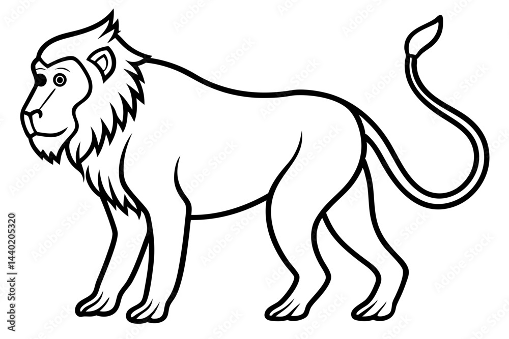 Obraz premium Mandrill Outline Vector