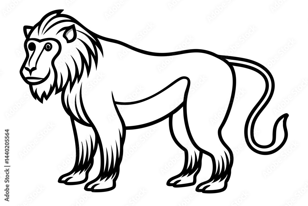 Fototapeta premium Mandrill Outline Vector
