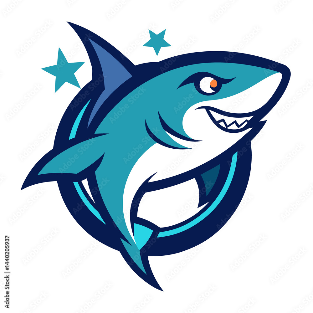 Obraz premium Cosmic Shark mascot logo vector