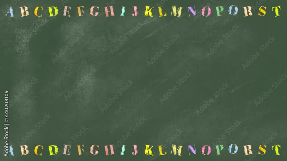 Hand drawn alphabets border on blackboard