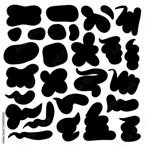 Organic blob, blot. Random blob organic geometric round pattern isolated on white background. abstract organic shape collection.