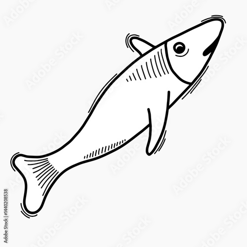 Tuna Fish Sketch Illustration, Tuna fish silhouette doodle for logo, print, posters, banners.