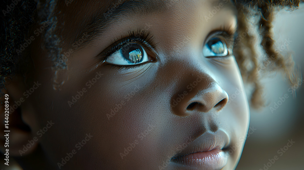 Close-Up Portrait of a Thoughtful Child with Beautiful Eyes Close-Up Portrait of a Thoughtful Child with Beautiful Eyes