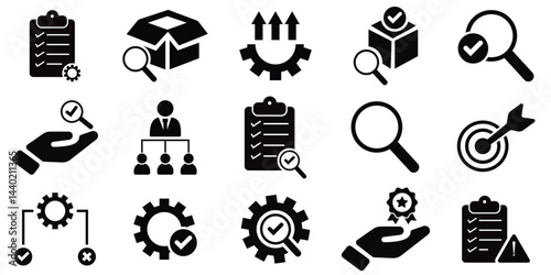 Quality Control Icon Pack — Editable Inspection, Validation, Testing, Compliance, and Risk Management Symbols for Industrial and Business Use