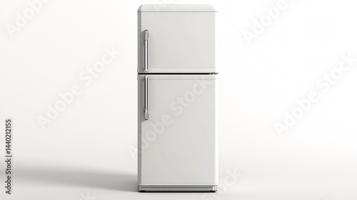 Modern White Refrigerator Isolated on White Background - Professional Kitchen Appliance Photography