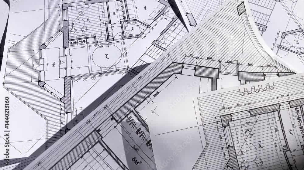 Architecture design: blueprint plan - illustrations of a plan modern residential building - technology, industry, business concept illustration: real estate, building, construction, architecture Architecture design: blueprint plan - illustrations of a plan modern residential building - technology, industry, business concept illustration: real estate, building, construction, architecture