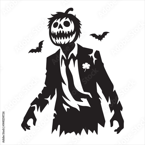Halloween zombie silhouette, minimalist vector