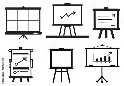 A set of board presentation icons, Business presentation for apps and websites.