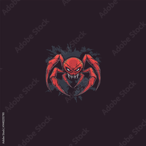 Angry brutal spider creepy and horror design vector template illustration
