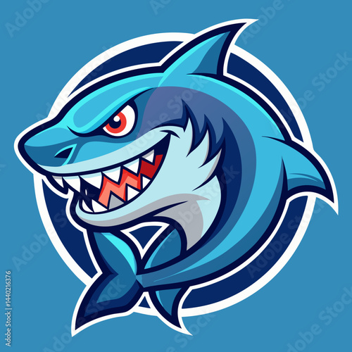 angry shark vector mascot illustration
