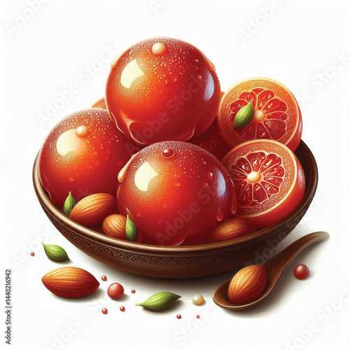 Sweet gulab jamun isolated transparent on white Background