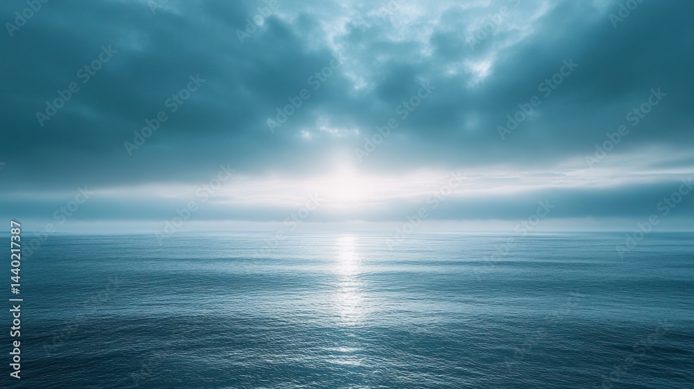 Fototapeta premium Serene Ocean Sunset: A Tranquil Seascape