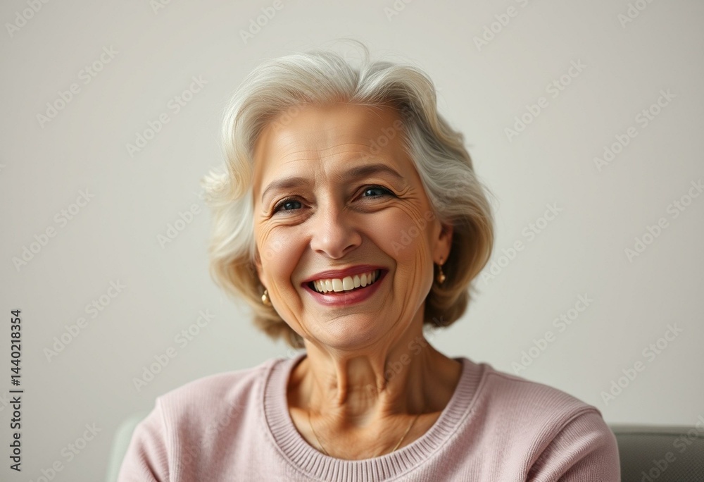 Joyful elderly woman in a studio setting Joyful elderly woman in a studio setting