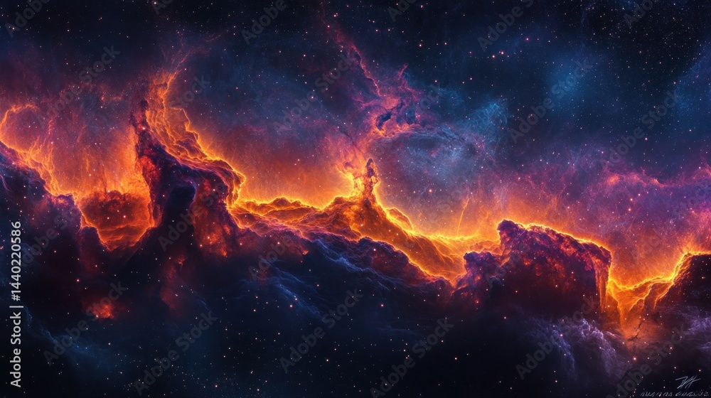 Cosmic Inferno: A fiery nebula in deep space Cosmic Inferno: A fiery nebula in deep space