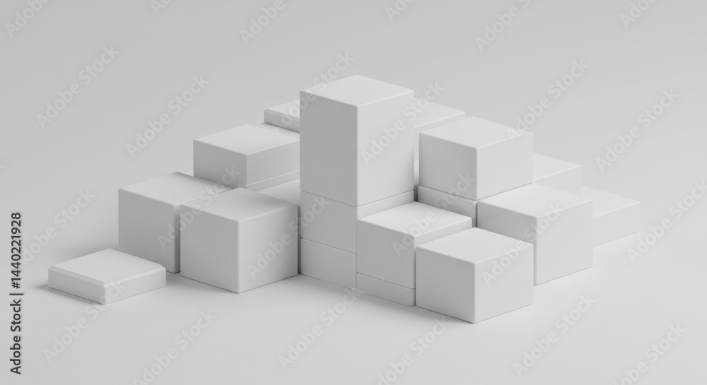 Abstract White Cube Composition Minimalist 3D Render Geometric Shapes Modern Art Design Background Abstract White Cube Composition Minimalist 3D Render Geometric Shapes Modern Art Design Background