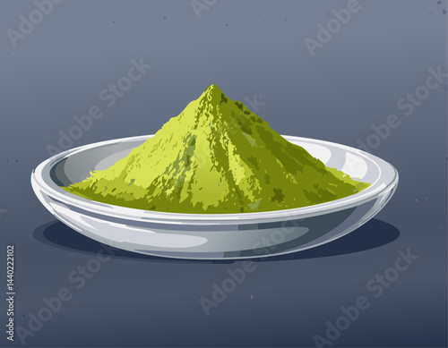 Minimalistic and artistic representation of premium matcha powder, emphasizing freshness, health benefits, and traditional Japanese tea culture.