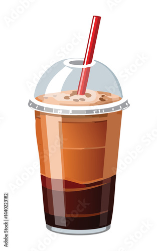 Iced Americano Cup - Vector Illustration