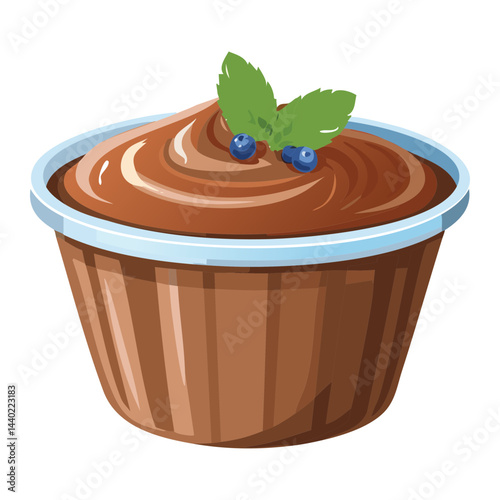 Chocolate Pudding Cup Dessert - Vector Illustration